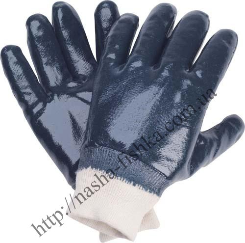 Перчатки нитриловые маслобензостойкие синие с мягким манжетом