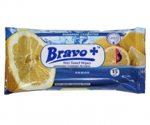 Салфетки влажные  "BRAVO+" лимон